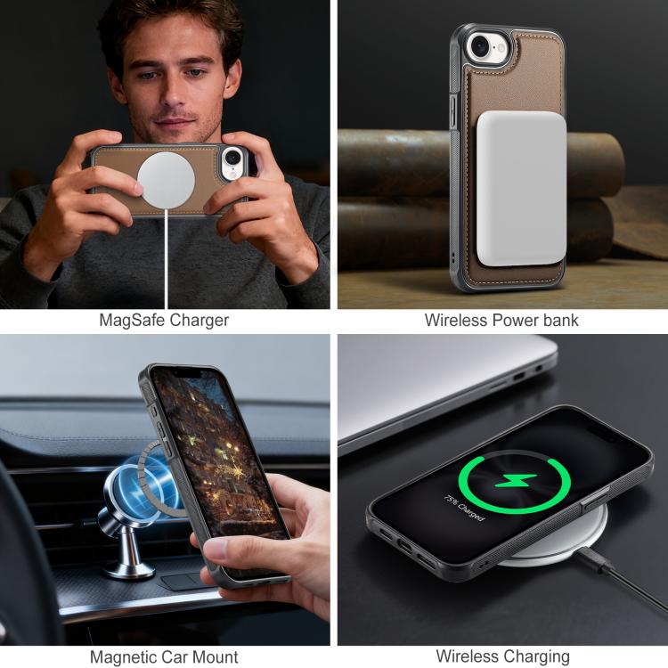 For iPhone 17e / 16e JEEHOOD J10 Flip Card Bag MagSafe Split RFID Leather Phone Case