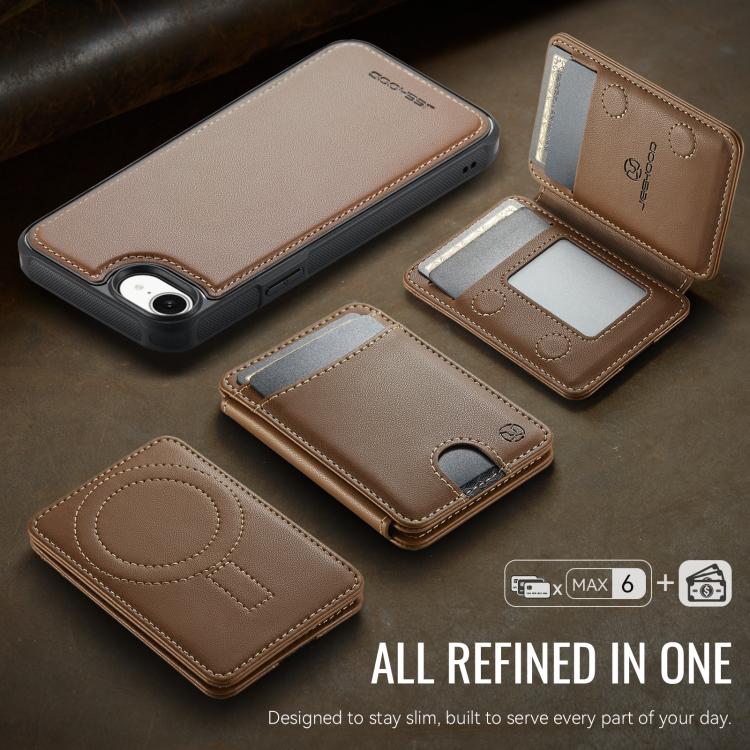For iPhone 17e / 16e JEEHOOD J10 Flip Card Bag MagSafe Split RFID Leather Phone Case