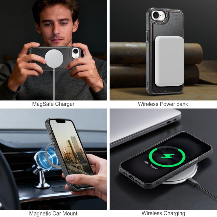 For iPhone 17e / 16e JEEHOOD J10 Flip Card Bag MagSafe Split RFID Leather Phone Case