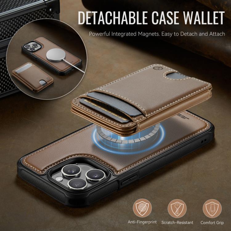 For iPhone 15 Pro JEEHOOD J10 Flip Card Bag MagSafe Split RFID Leather Phone Case