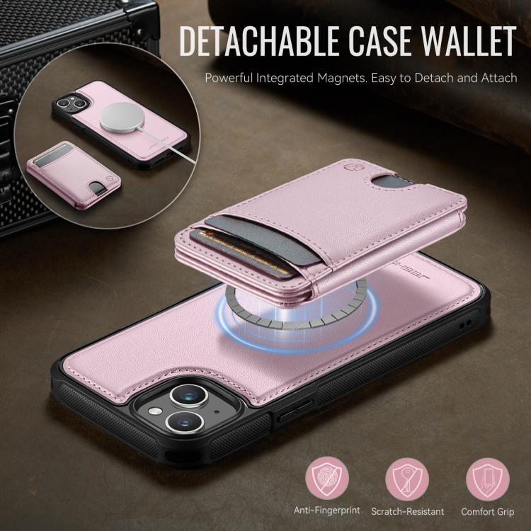 For iPhone 14 JEEHOOD J10 Flip Card Bag MagSafe Split RFID Leather Phone Case