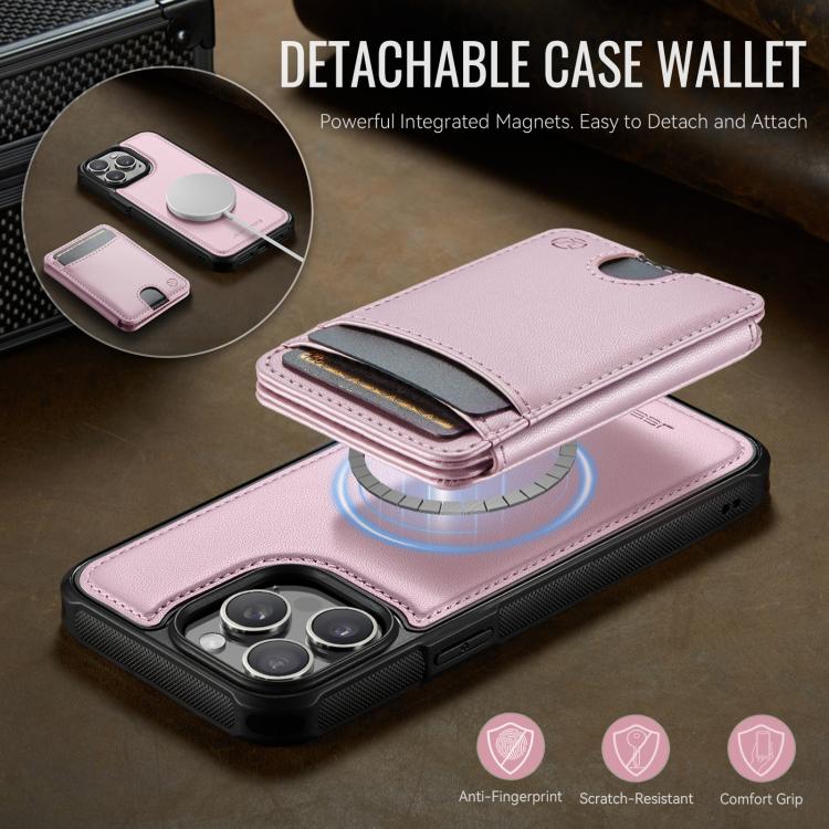 For iPhone 14 Pro JEEHOOD J10 Flip Card Bag MagSafe Split RFID Leather Phone Case