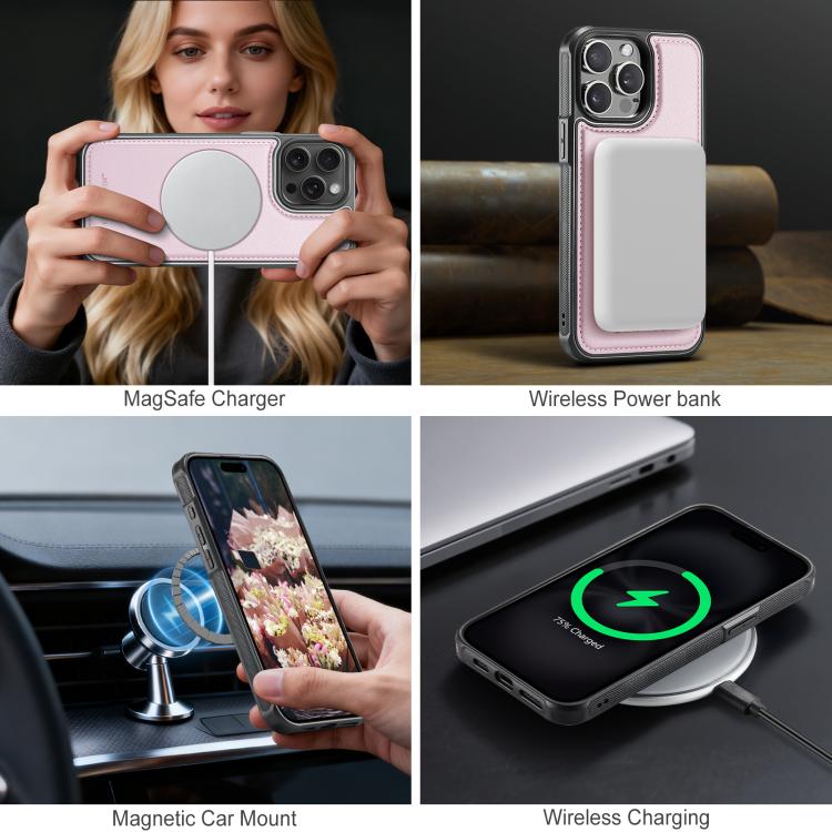 For iPhone 14 Pro JEEHOOD J10 Flip Card Bag MagSafe Split RFID Leather Phone Case