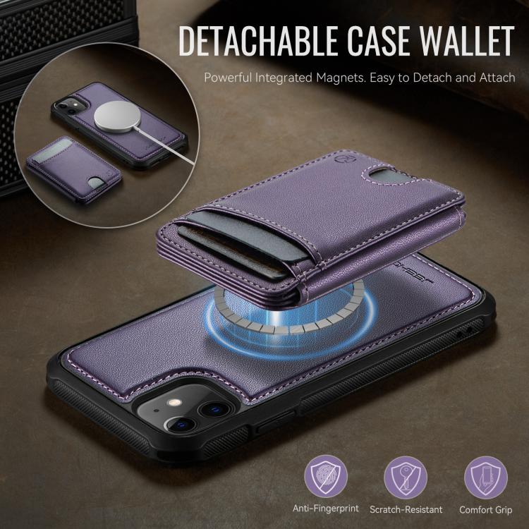 For iPhone 12 JEEHOOD J10 Flip Card Bag MagSafe Split RFID Leather Phone Case
