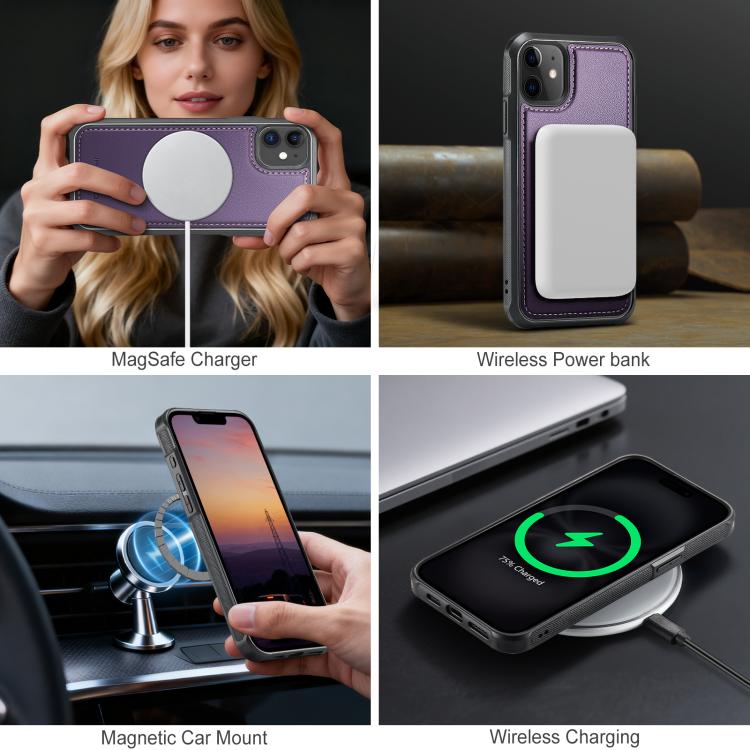 For iPhone 12 JEEHOOD J10 Flip Card Bag MagSafe Split RFID Leather Phone Case