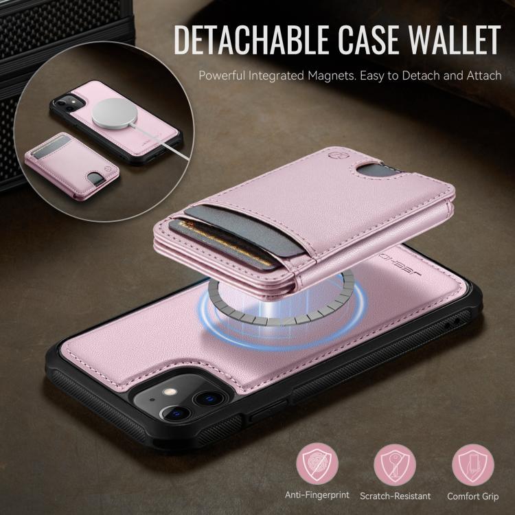 For iPhone 12 JEEHOOD J10 Flip Card Bag MagSafe Split RFID Leather Phone Case