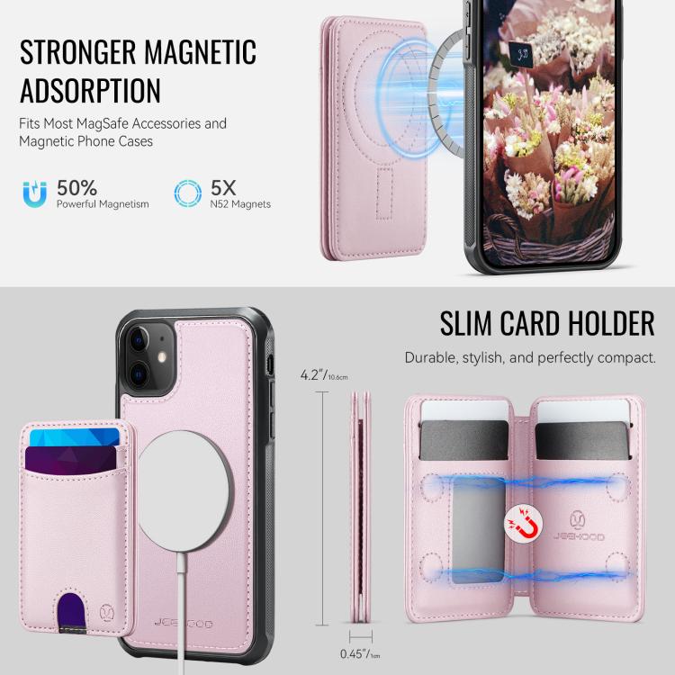 For iPhone 12 JEEHOOD J10 Flip Card Bag MagSafe Split RFID Leather Phone Case