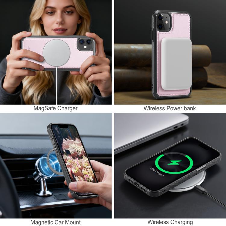 For iPhone 12 JEEHOOD J10 Flip Card Bag MagSafe Split RFID Leather Phone Case