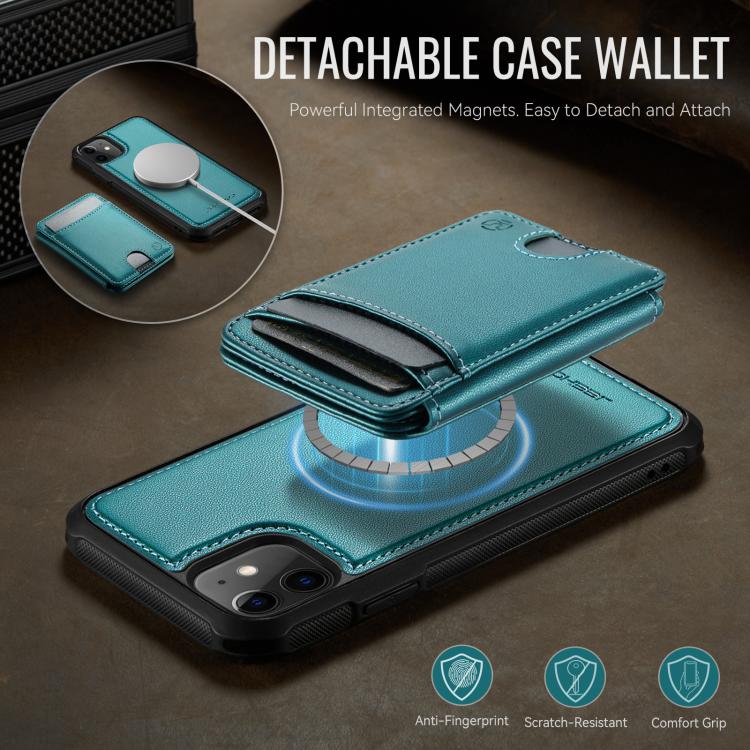 For iPhone 12 JEEHOOD J10 Flip Card Bag MagSafe Split RFID Leather Phone Case