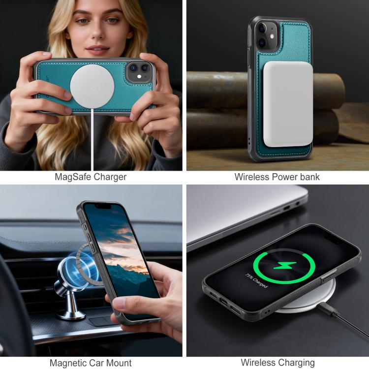 For iPhone 12 JEEHOOD J10 Flip Card Bag MagSafe Split RFID Leather Phone Case
