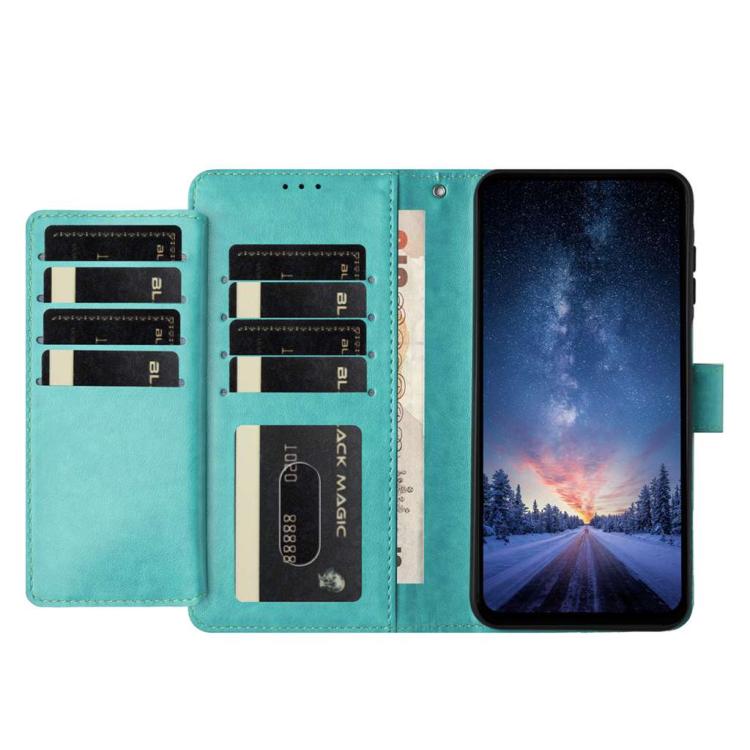 For iPhone 15 Plus Lambskin 8-card Slot Leather Phone Case