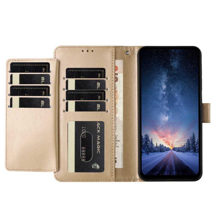 For iPhone 15 Lambskin 8-card Slot Leather Phone Case