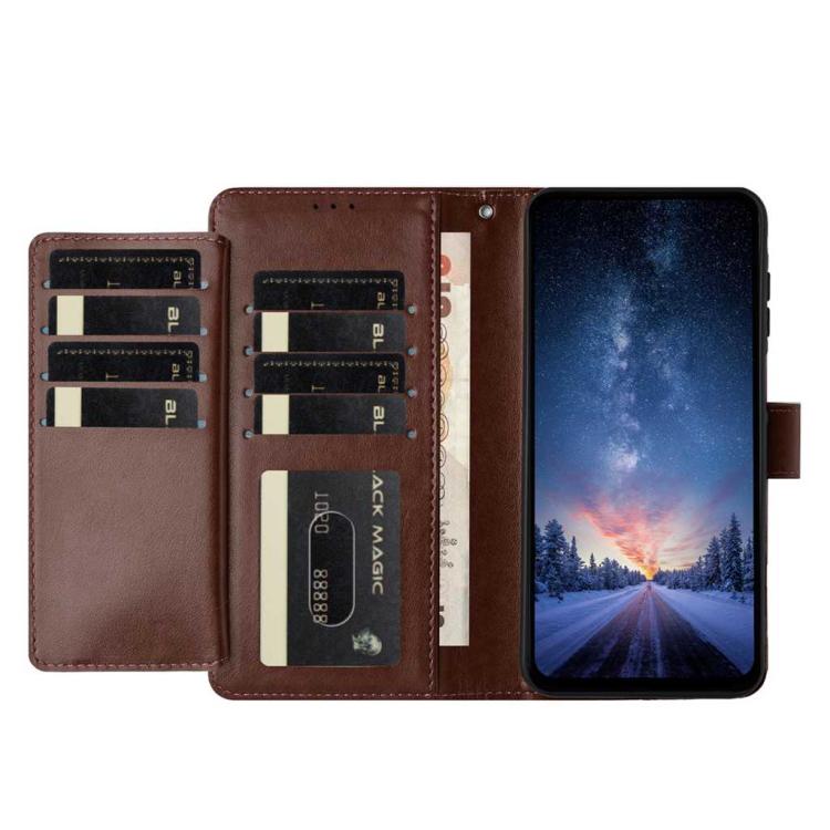 For iPhone 15 Lambskin 8-card Slot Leather Phone Case