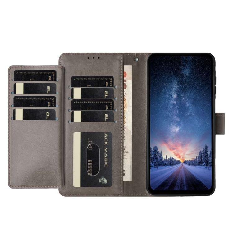 For iPhone 15 Lambskin 8-card Slot Leather Phone Case