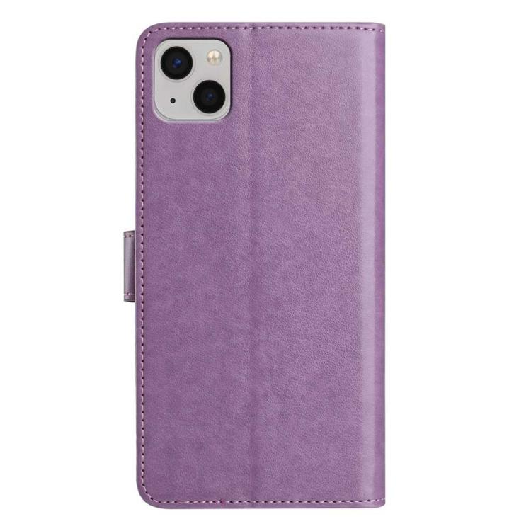 For iPhone 14 Lambskin 8-card Slot Leather Phone Case