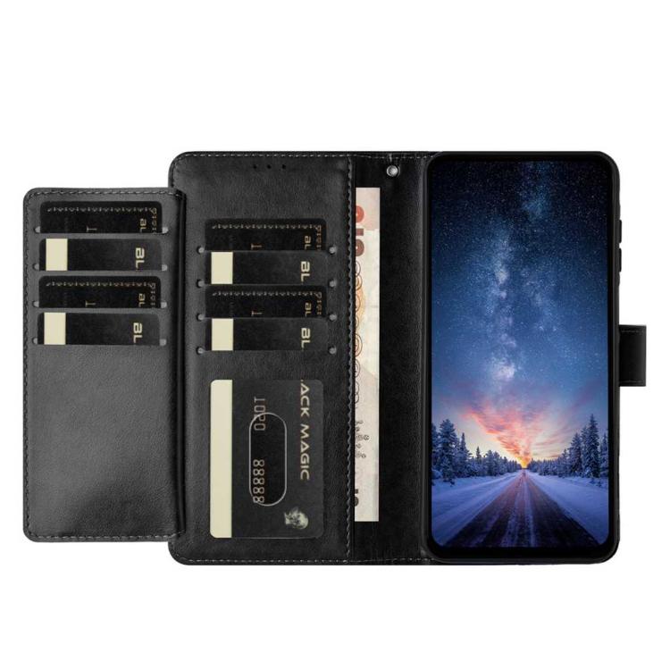 For iPhone 12 Pro Max Lambskin 8-card Slot Leather Phone Case
