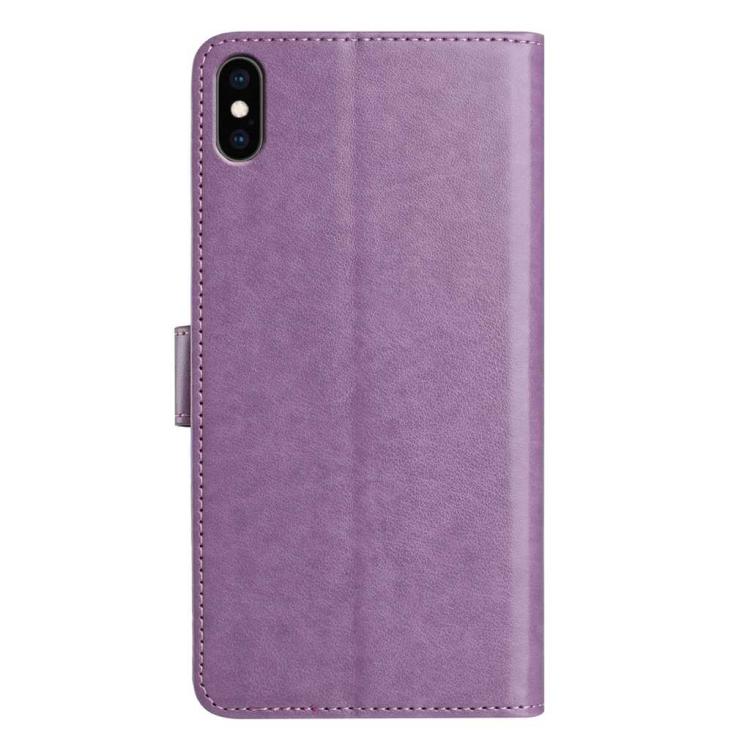 For iPhone XS Max Lambskin 8-card Slot Leather Phone Case