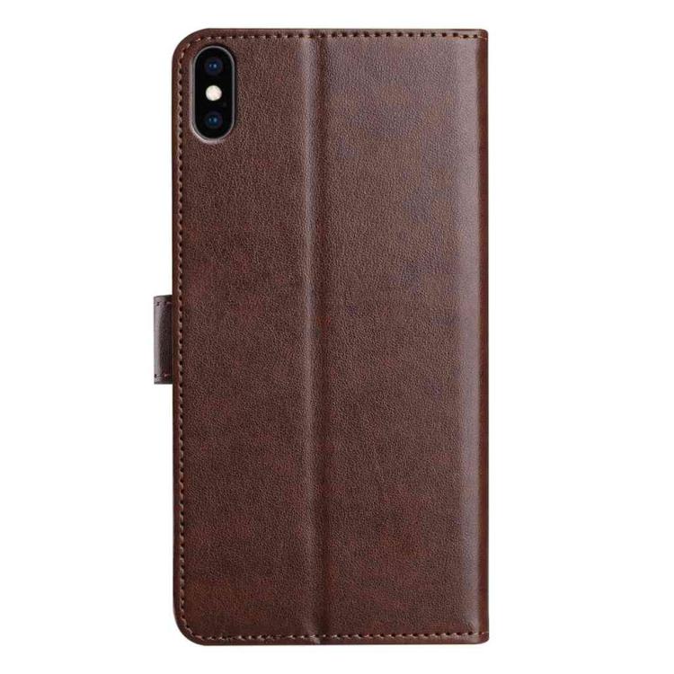 For iPhone XS Max Lambskin 8-card Slot Leather Phone Case