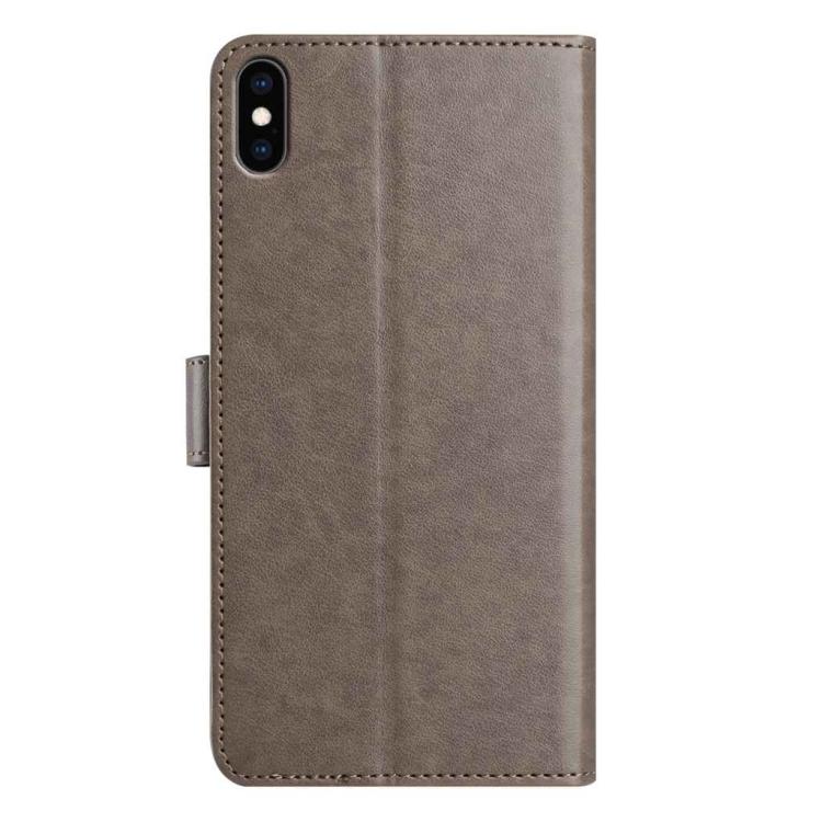 For iPhone XS Max Lambskin 8-card Slot Leather Phone Case