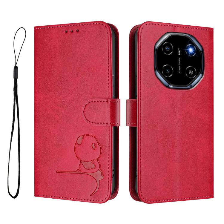 For Blackview Shark 6 Litter Panda Embossing RFID Leather Phone Case with Lanyard