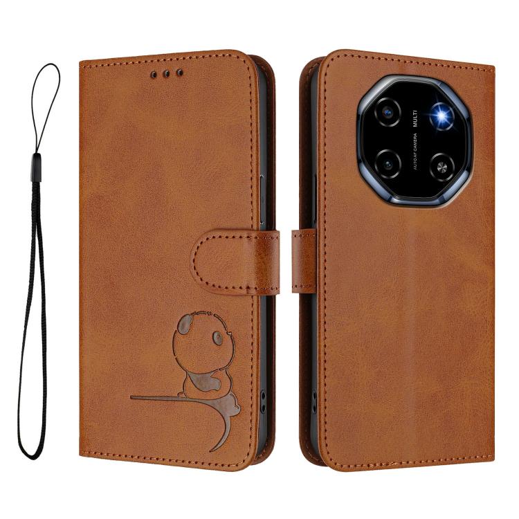 For Blackview Shark 6 Litter Panda Embossing RFID Leather Phone Case with Lanyard