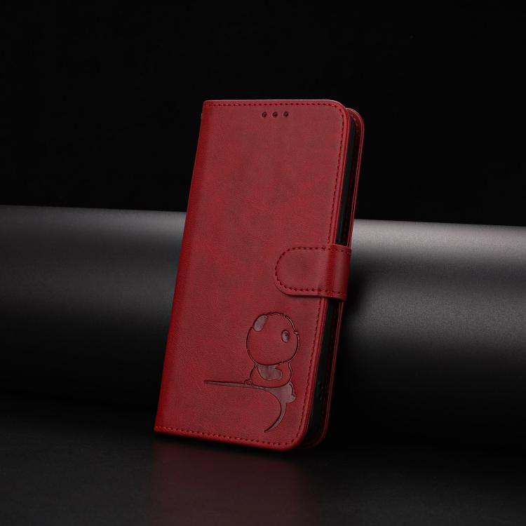 For Doogee N60 Pro Litter Panda Embossing RFID Leather Phone Case with Lanyard
