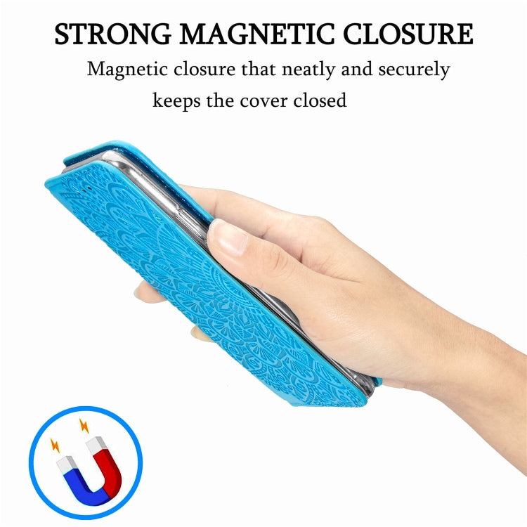 For iPhone 11 Pro Blooming Mandala Embossed Pattern Magnetic Horizontal Flip Leather Case with Holder & Card Slots & Wallet