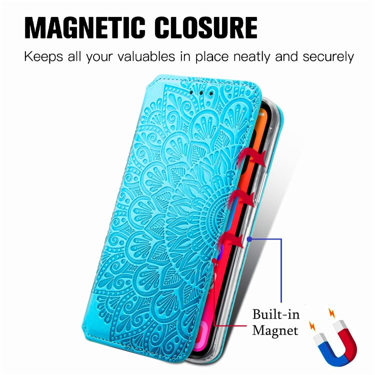 For iPhone 11 Pro Blooming Mandala Embossed Pattern Magnetic Horizontal Flip Leather Case with Holder & Card Slots & Wallet