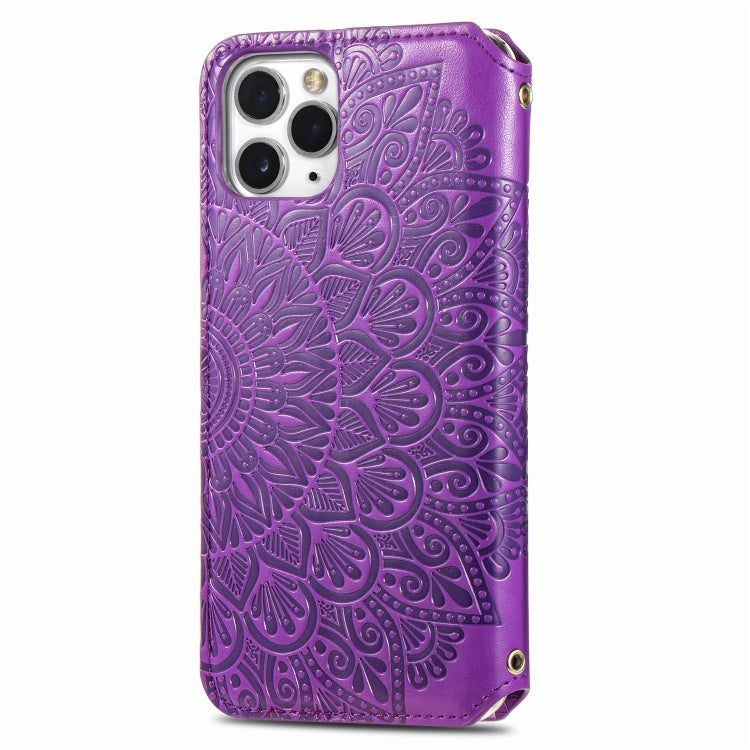 For iPhone 11 Pro Blooming Mandala Embossed Pattern Magnetic Horizontal Flip Leather Case with Holder & Card Slots & Wallet