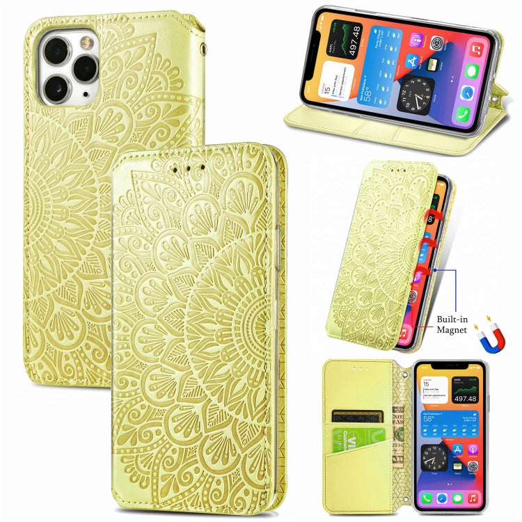 For iPhone 11 Pro Blooming Mandala Embossed Pattern Magnetic Horizontal Flip Leather Case with Holder & Card Slots & Wallet