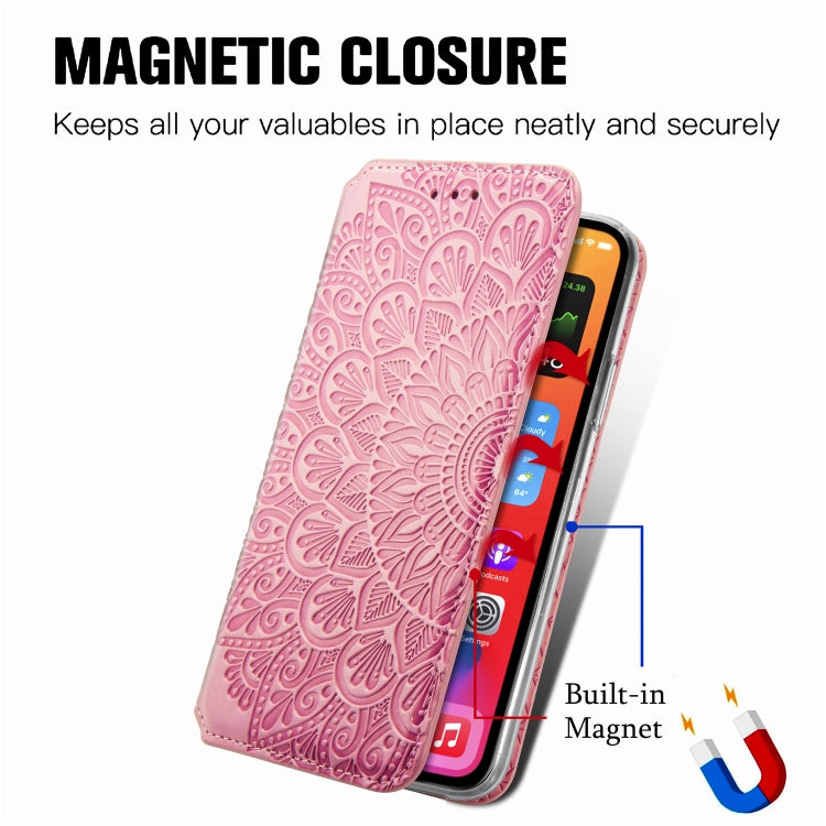 For iPhone 11 Blooming Mandala Embossed Pattern Magnetic Horizontal Flip Leather Case with Holder & Card Slots & Wallet