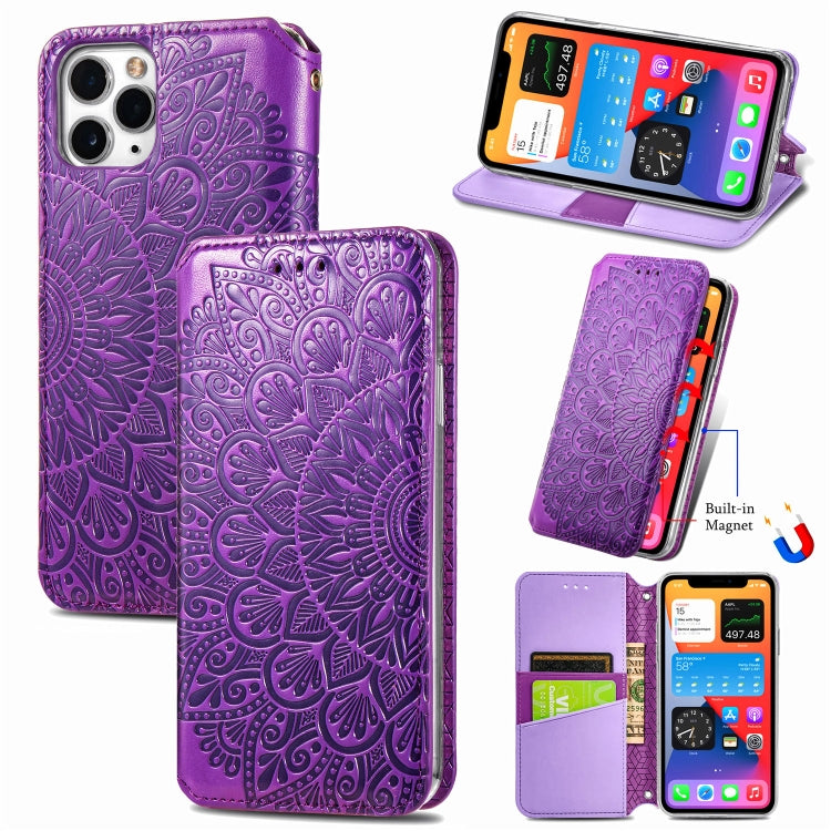 For iPhone 11 Blooming Mandala Embossed Pattern Magnetic Horizontal Flip Leather Case with Holder & Card Slots & Wallet