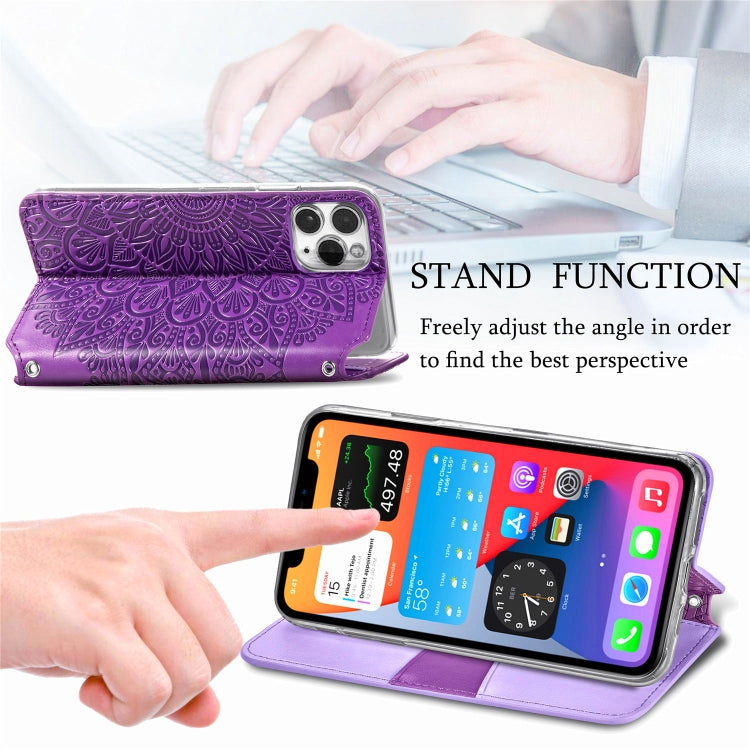 For iPhone 11 Blooming Mandala Embossed Pattern Magnetic Horizontal Flip Leather Case with Holder & Card Slots & Wallet