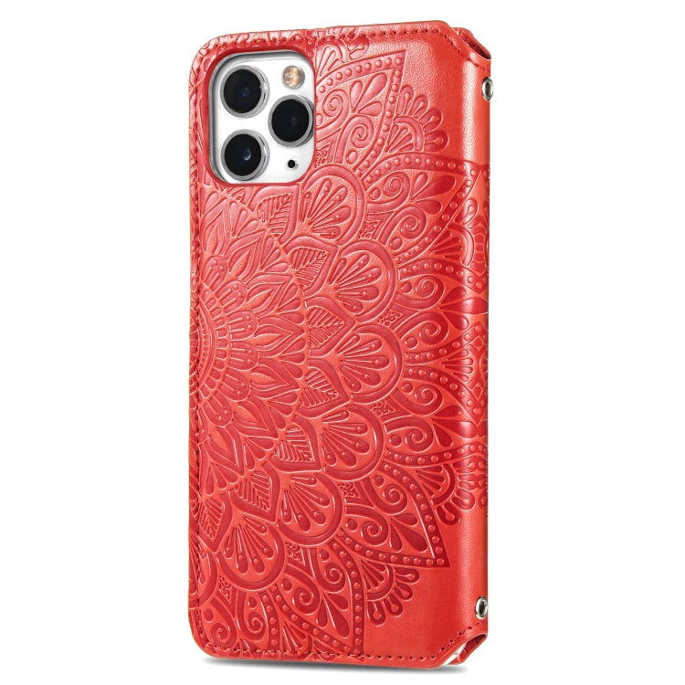 For iPhone 11 Pro Max Blooming Mandala Embossed Pattern Magnetic Horizontal Flip Leather Case with Holder & Card Slots & Wallet
