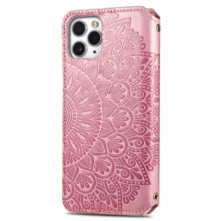 For iPhone 11 Pro Max Blooming Mandala Embossed Pattern Magnetic Horizontal Flip Leather Case with Holder & Card Slots & Wallet