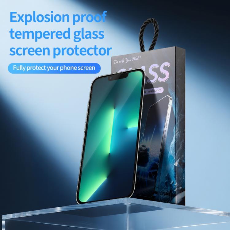 For iPhone 13 Pro Max Do As You Wish Silk Screen Printed HD Tempered Glass Film - Black