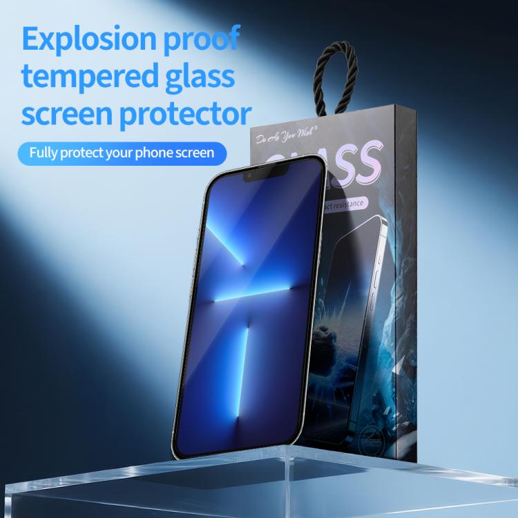 For iPhone 13 Pro / 13 Do As You Wish Silk Screen Printed HD Tempered Glass Film - Black