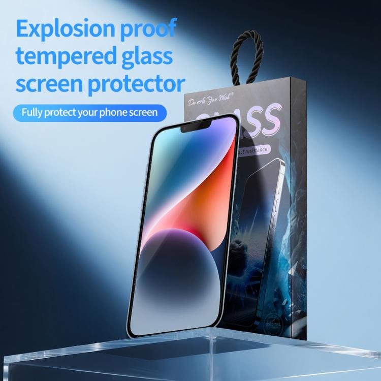 For iPhone 14 Do As You Wish Silk Screen Printed HD Tempered Glass Film - Black