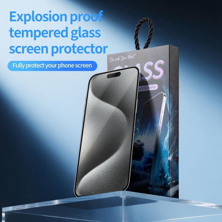 For iPhone 15 Pro Do As You Wish Silk Screen Printed HD Tempered Glass Film - Black