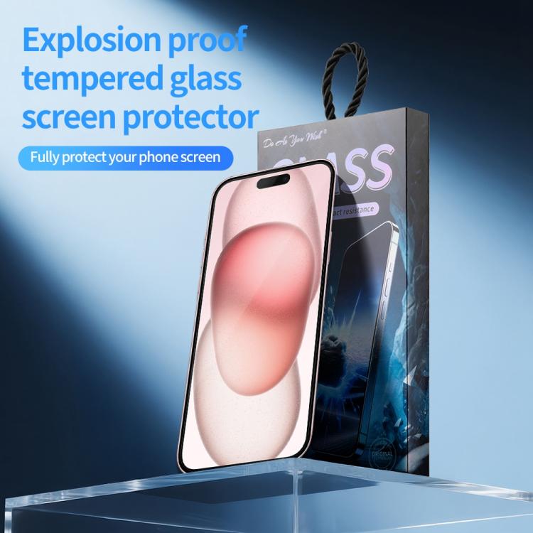 For iPhone 15 5pcs / Pack Do As You Wish Silk Screen Printed HD Tempered Glass Film - Black