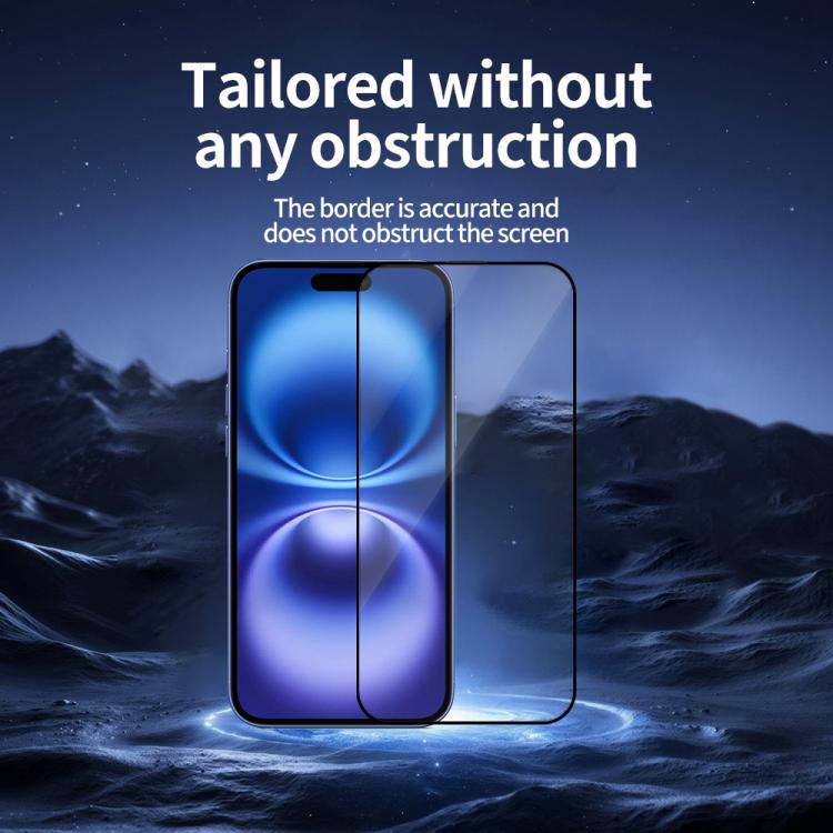 For iPhone 16 Plus 5pcs / Pack Do As You Wish Silk Screen Printed HD Tempered Glass Film - Black