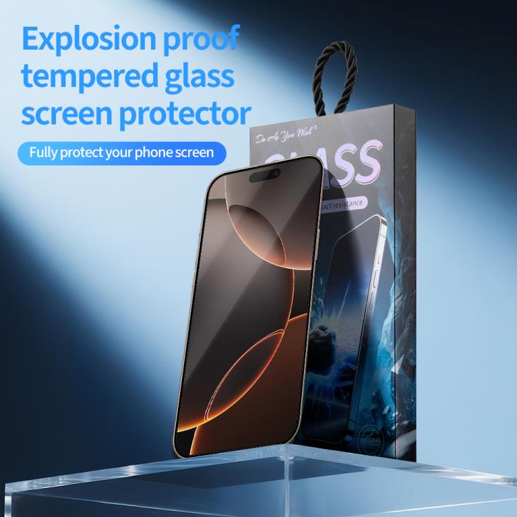 For iPhone 16 Pro Max 5pcs / Pack Do As You Wish Silk Screen Printed HD Tempered Glass Film - Black