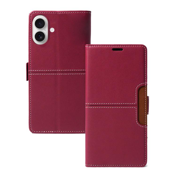 For iPhone 16 Magnetic Buckle Card Slot Leather Phone Case