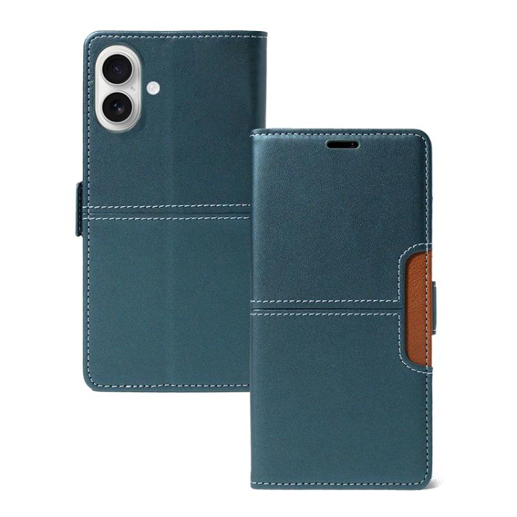 For iPhone 16 Magnetic Buckle Card Slot Leather Phone Case