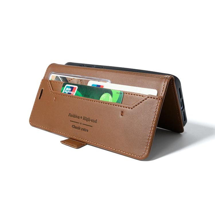 For iPhone 16 Pro Max Magnetic Buckle Card Slot Leather Phone Case