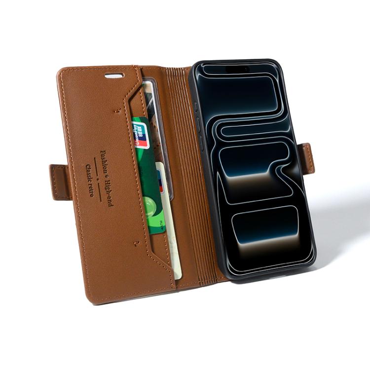 For iPhone 15 Pro Max Magnetic Buckle Card Slot Leather Phone Case