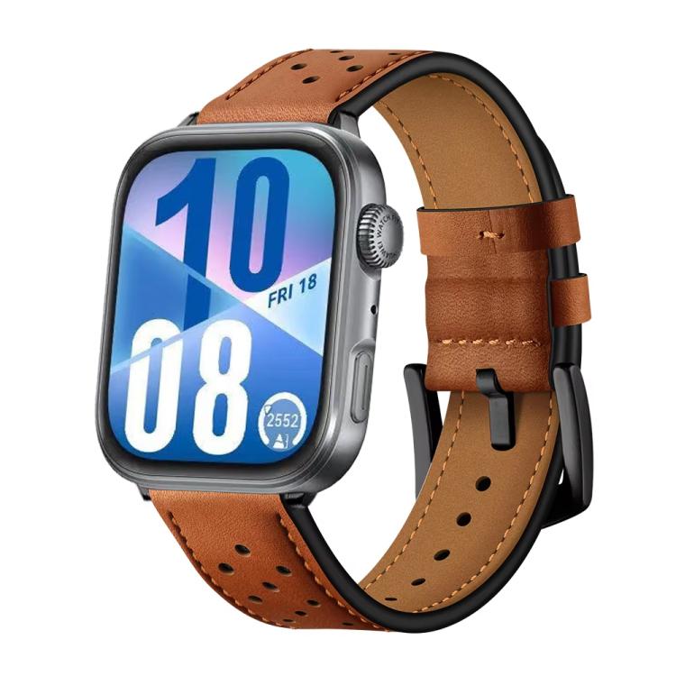 For Huawei Watch Fit Plum Blossom Holes Leather Watch Band