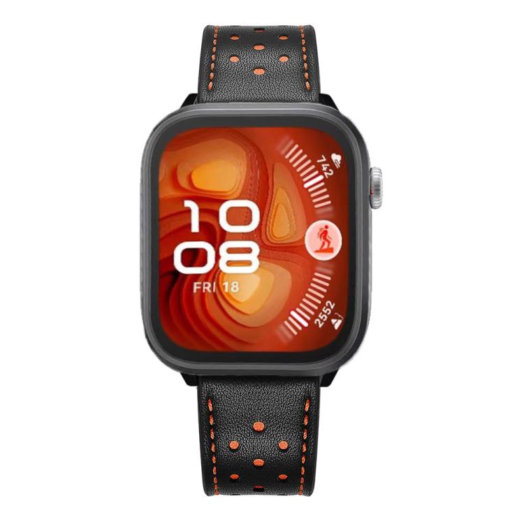 For Huawei Watch Fit Plum Blossom Holes Leather Watch Band