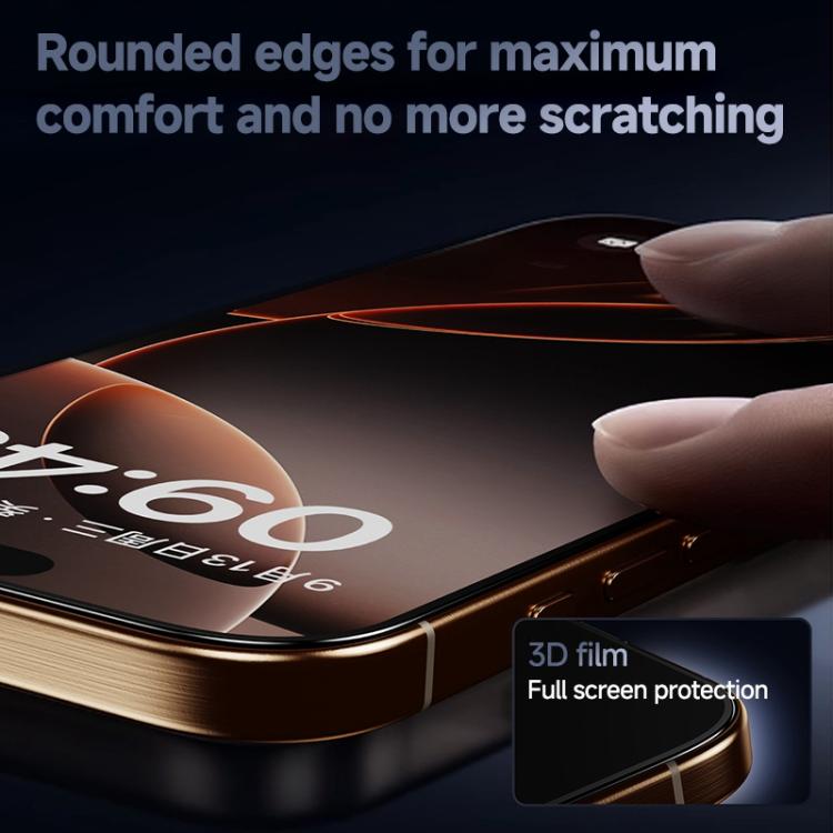 For iPhone 16 Pro 2pcs / Pack REMAX Hot Bending 3D Full Glue HD Tempered Glass Film
