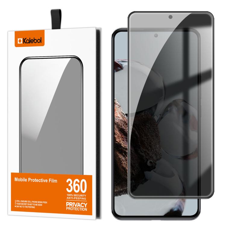 For Xiaomi 12T Pro Kalebol High-Aluminum Screen-Printed Full-Coverage Black-Border Privacy Tempered Glass Film